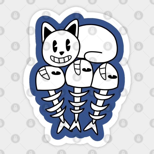 Cat's Fish Bones Sticker by pako-valor